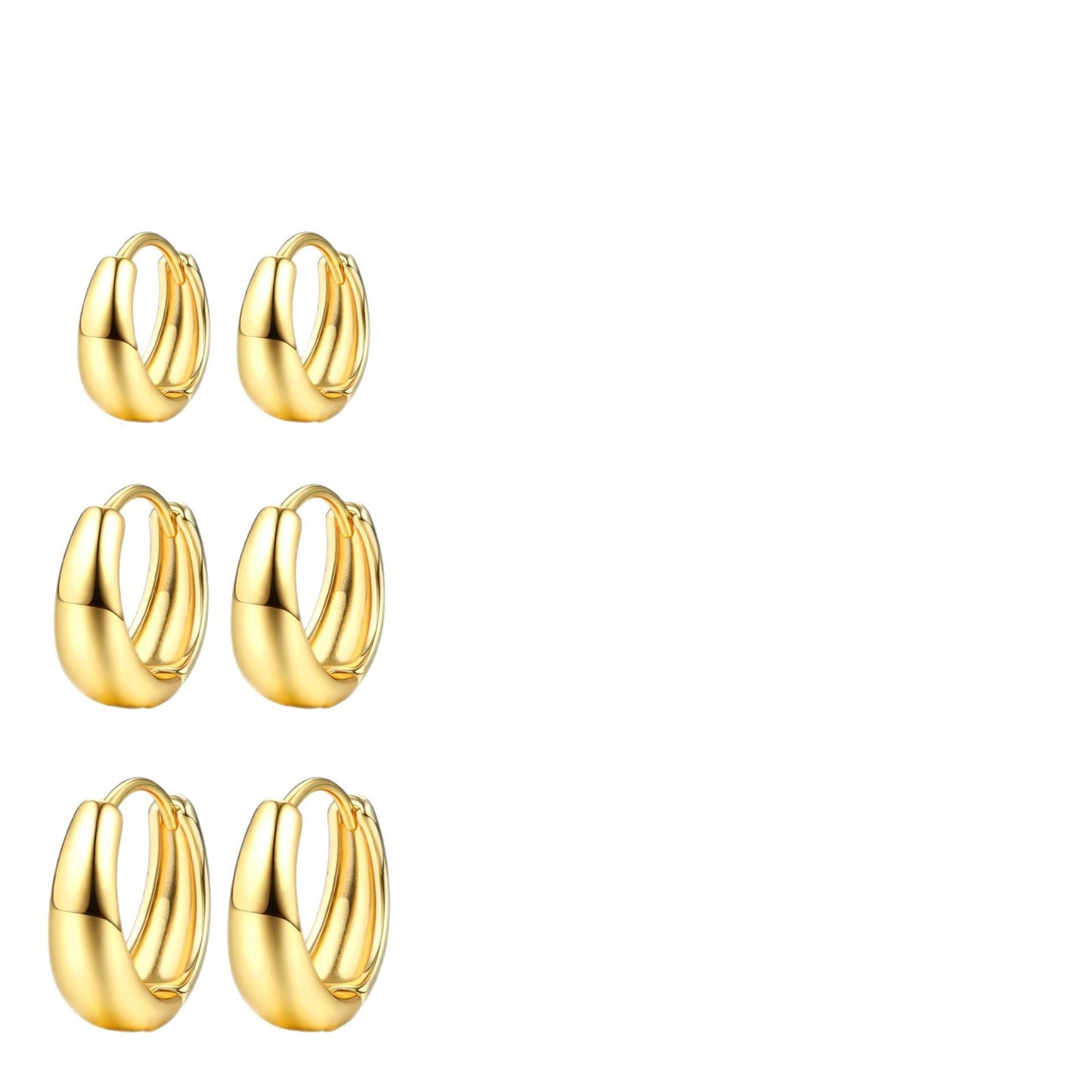 3 pairs of ladies 14K gold-plated thick hoop earrings set fashion simple gold hoop earrings hypoallergenic earrings