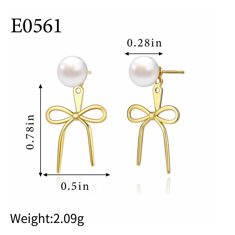 Valentine's Day Fashion Minimalist Bowknot Stud Earrings Light Luxury High-Grade Copper Plated Gold Earrings