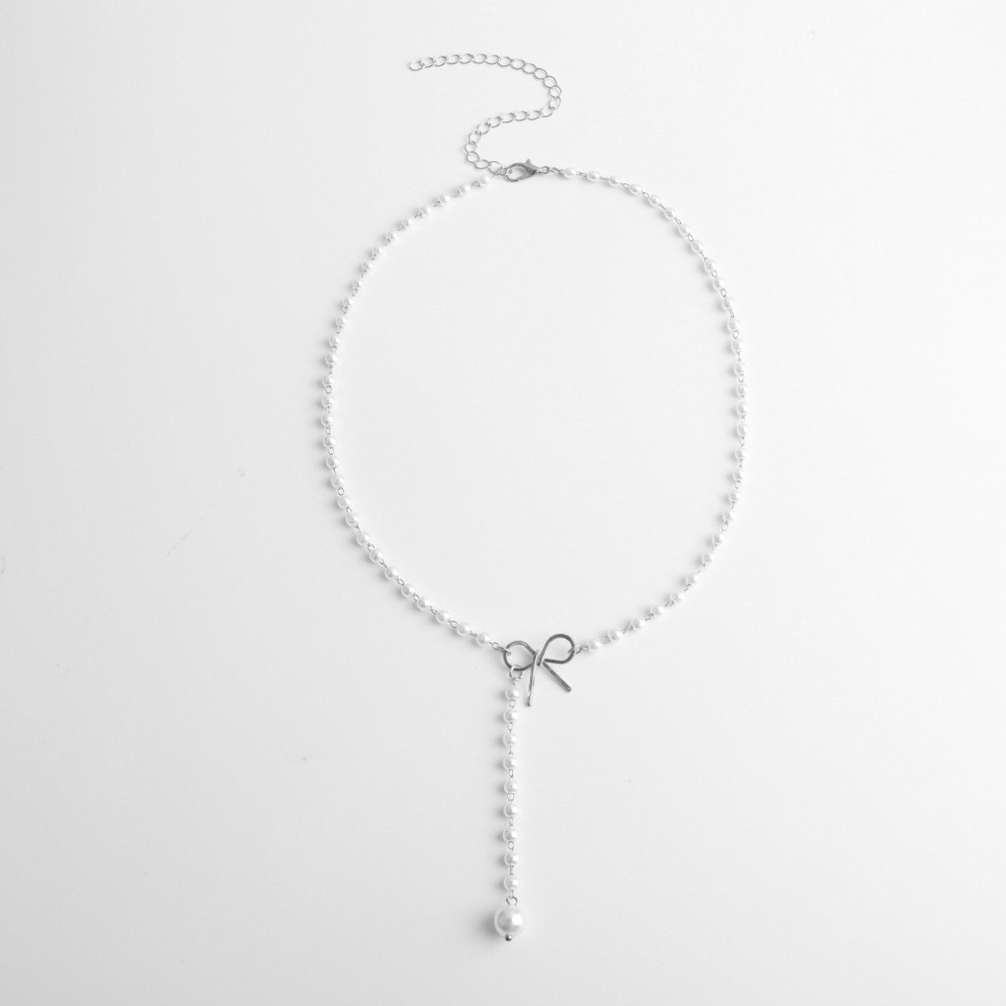 Alloy Bowknot Pearl Tassel Pendant Necklace Women's Elegant Necklace