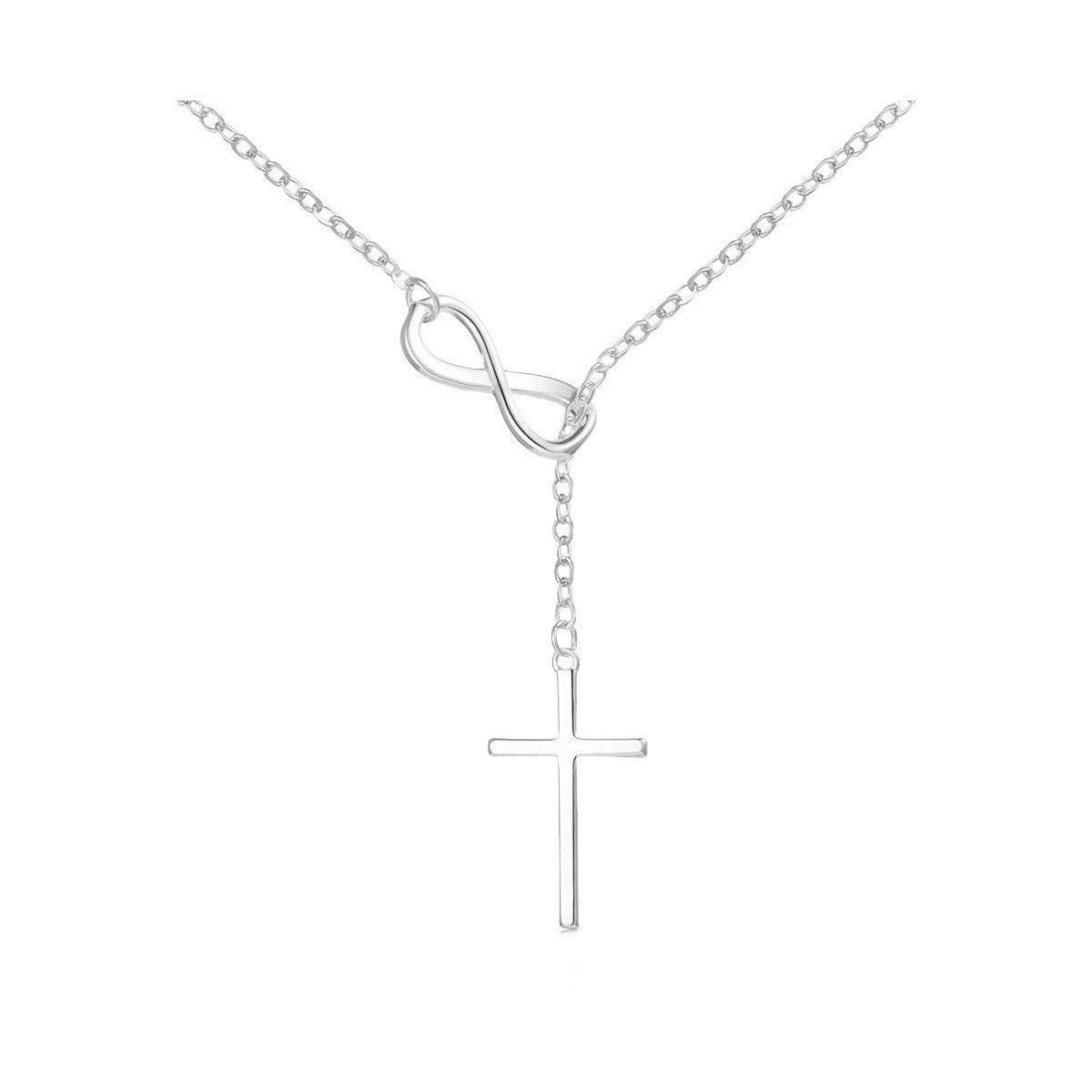 Sterling silver letter 8 cross necklace female simple advanced