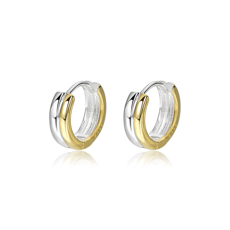 Color Separation Hoop Earrings Female Light Luxury Temperament Double Ring Ear Clip