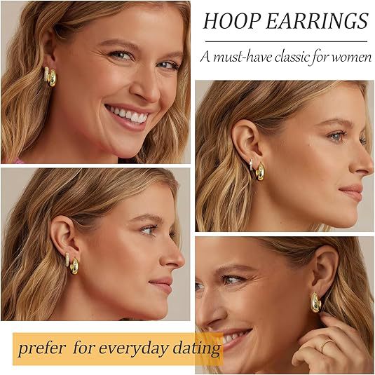 18K gold inlaid zircon fashion women's earrings ear ring set of three