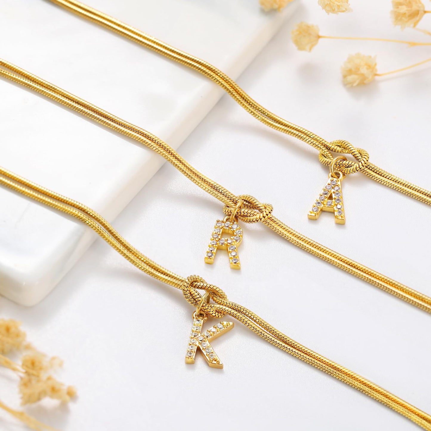 New Zircon 26 Letter Bracelet Fashion Concentric Knot Round Snake Bone Bracelet Couple Friendship Jewelry