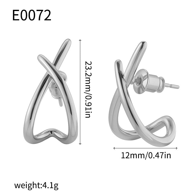 Metal X-shaped cross earrings female advanced letter earrings cool fashion earrings