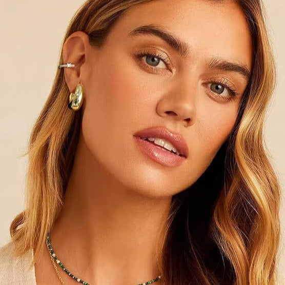 18K gold inlaid zircon fashion women's earrings ear ring set of three