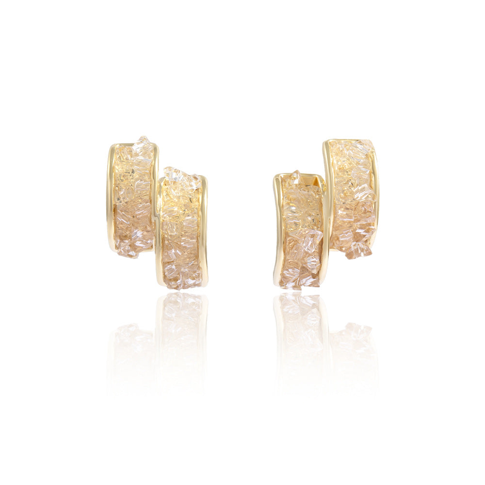 Double Layer Design Light Luxury Earrings High-end Crystal Earrings