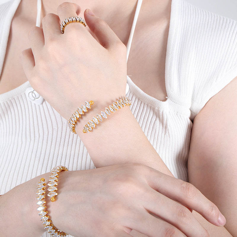 Full rhinestone zircon shiny cord elastic bracelet female