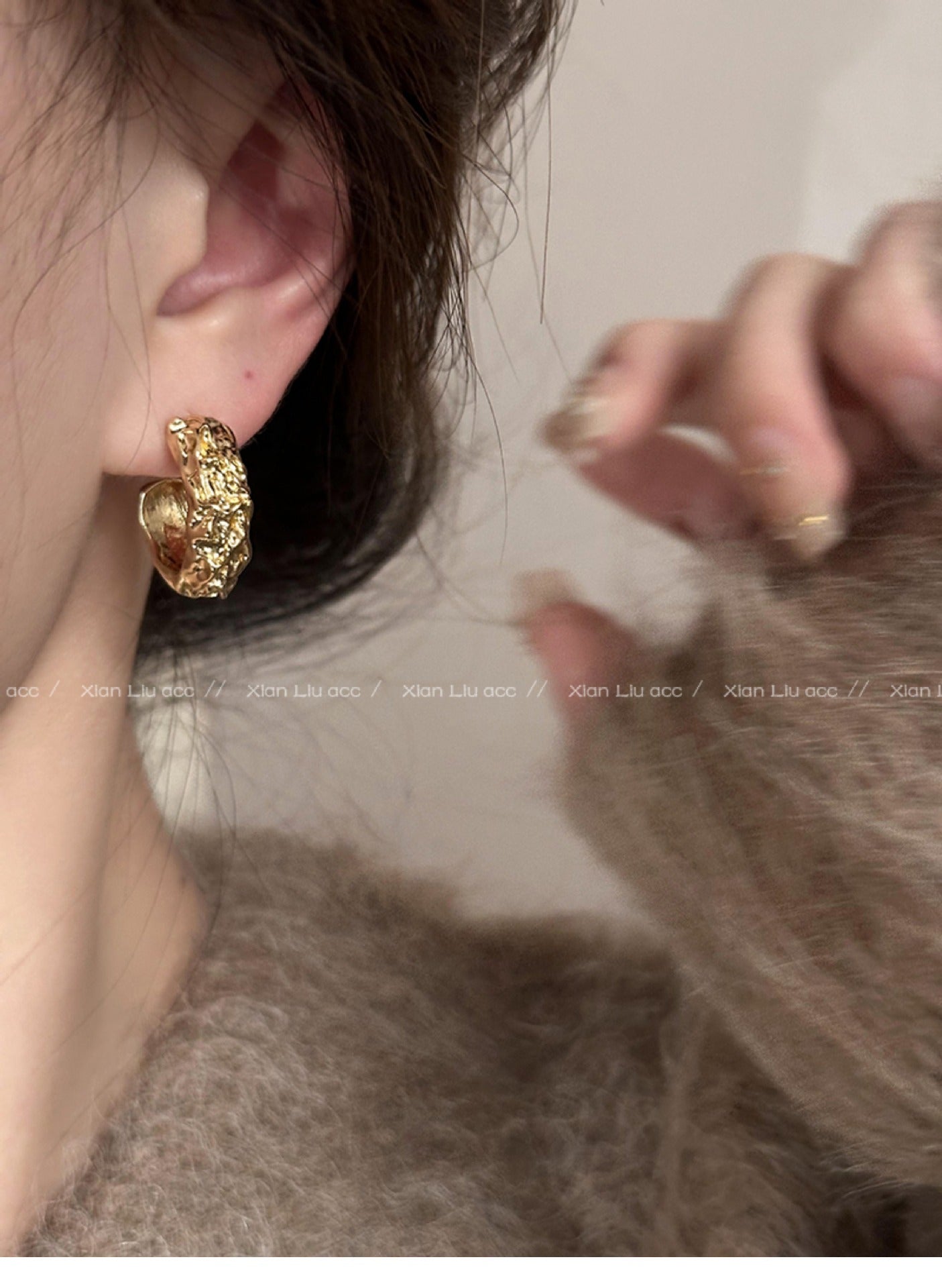 Irregular Gold Earrings Popular High-End Earrings Female Minority Design Earrings Ear Studs