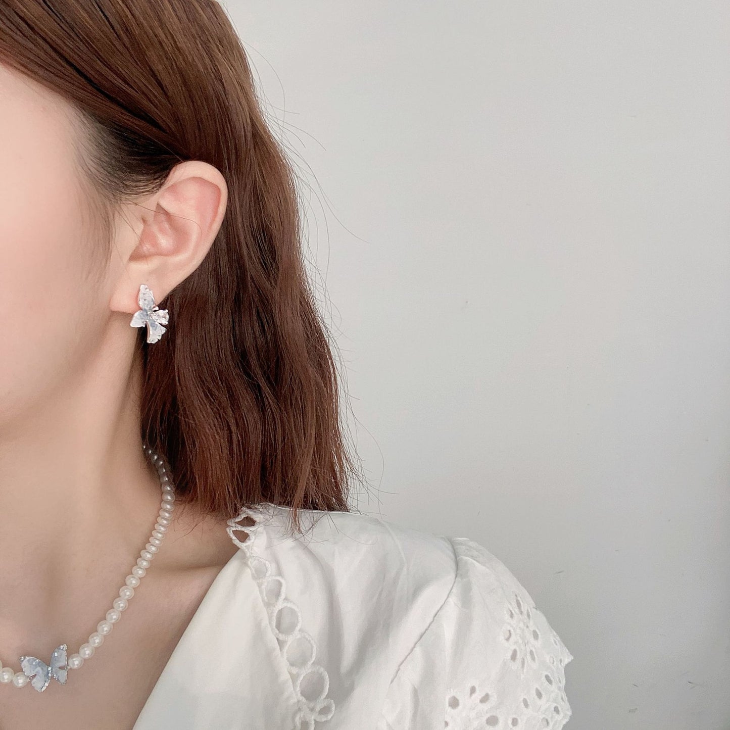 Blue Crystal Butterfly Earrings Premium Sense