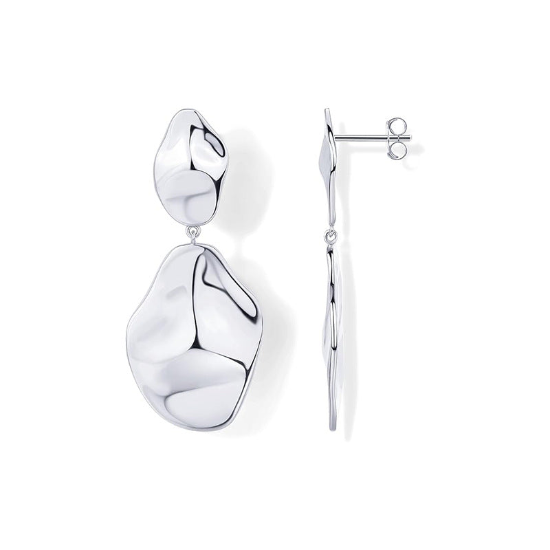 Irregular Texture Geometric Water Drop Pendant Earrings Simple and Stylish Earrings