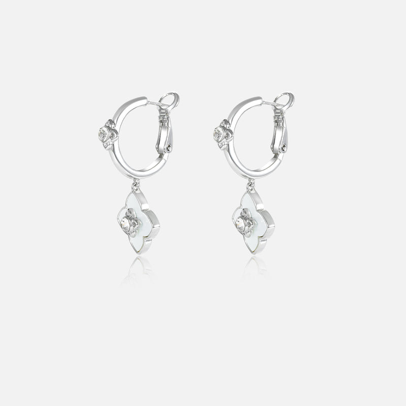 Rhombus Natural White Flat Shell Niche High-End Fashionable Earrings