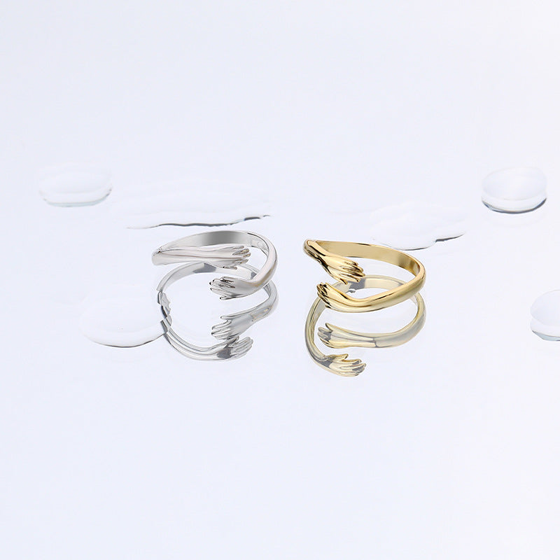 Hands embrace design ring design open ring