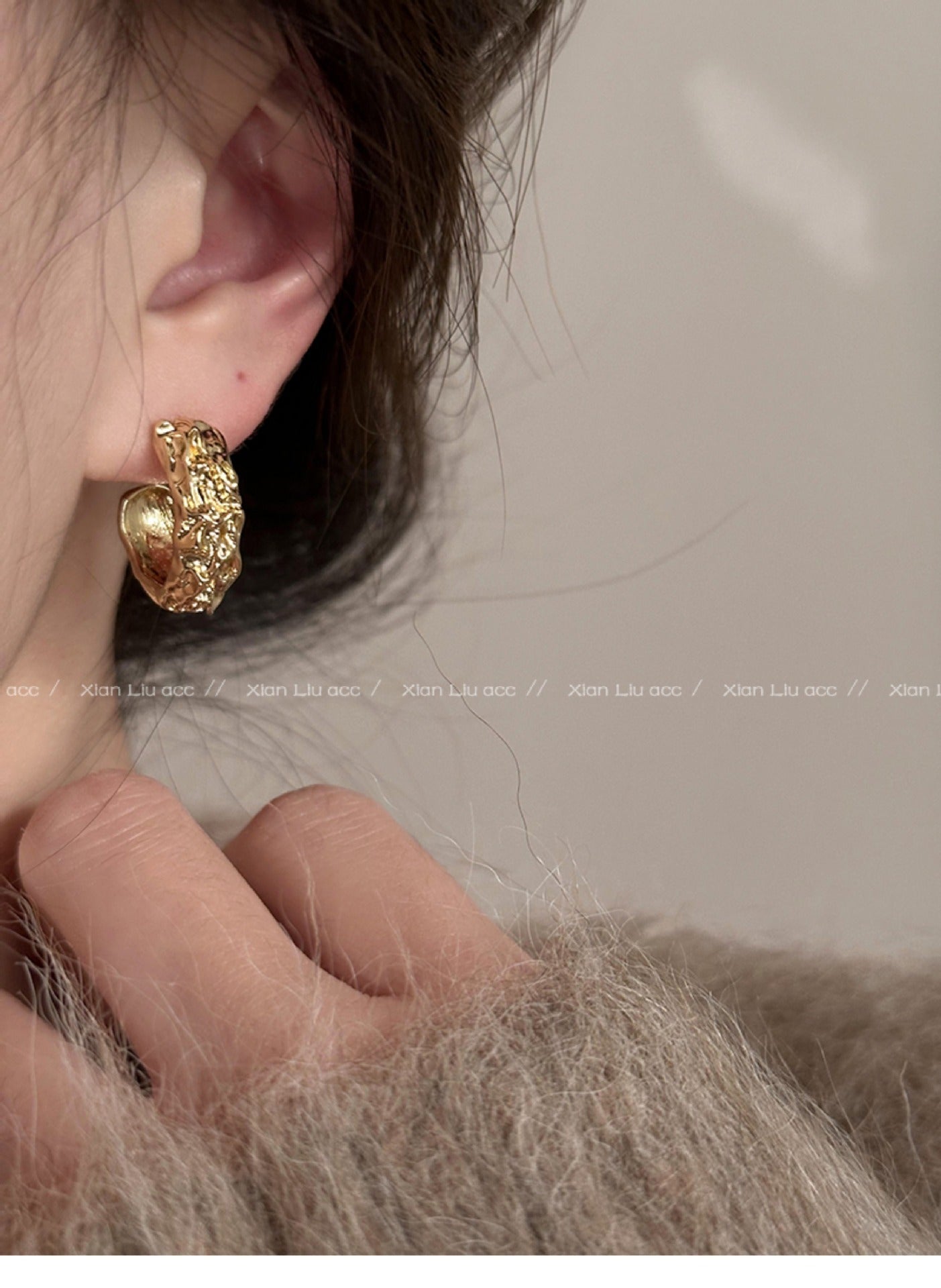 Irregular Gold Earrings Popular High-End Earrings Female Minority Design Earrings Ear Studs