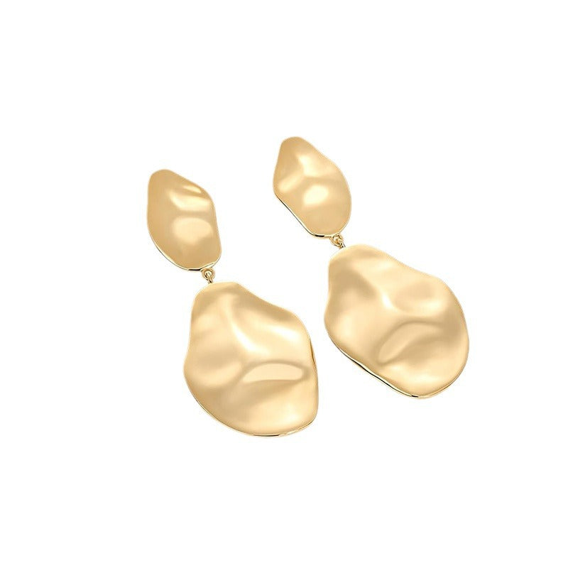 Irregular Texture Geometric Water Drop Pendant Earrings Simple and Stylish Earrings