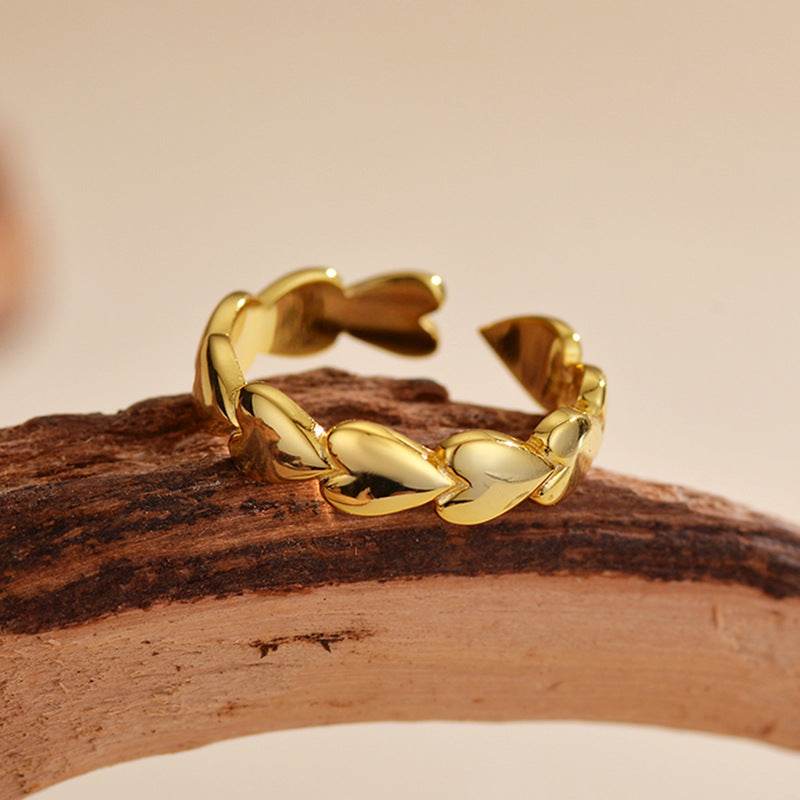 Love design heart-shaped ring female open ring bracelet