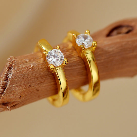 Single Diamond Ring Ear Clip Women's All-Match High-Grade Earrings Women