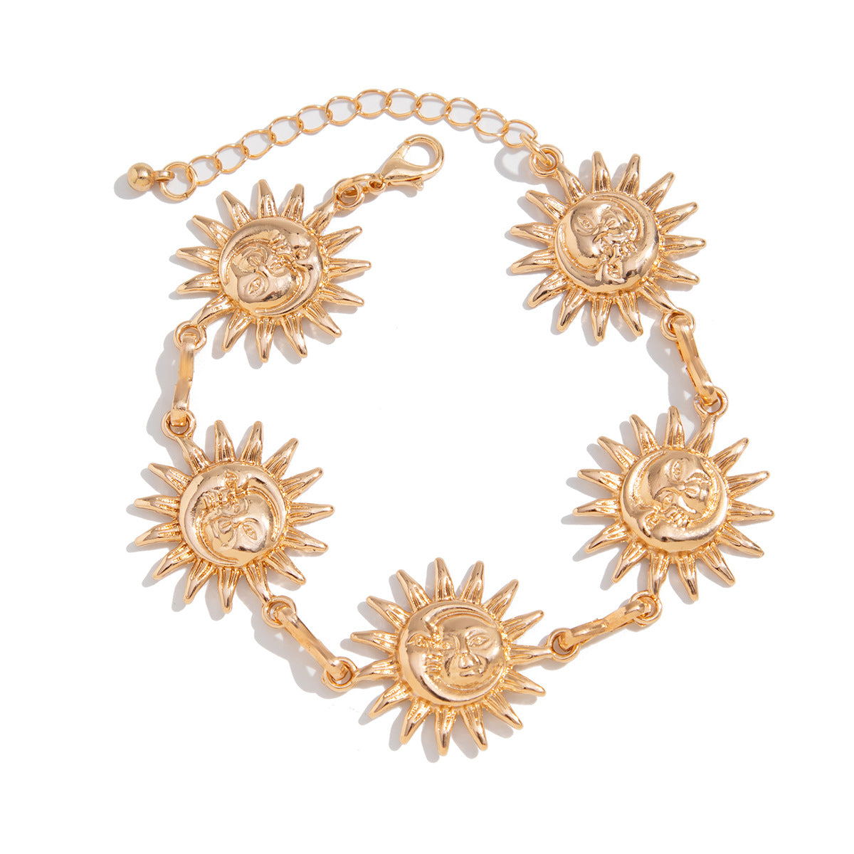 Vacation Style Beach Face Sun Stitching Anklet Advanced Sense Tassel Alloy Foot Ornaments