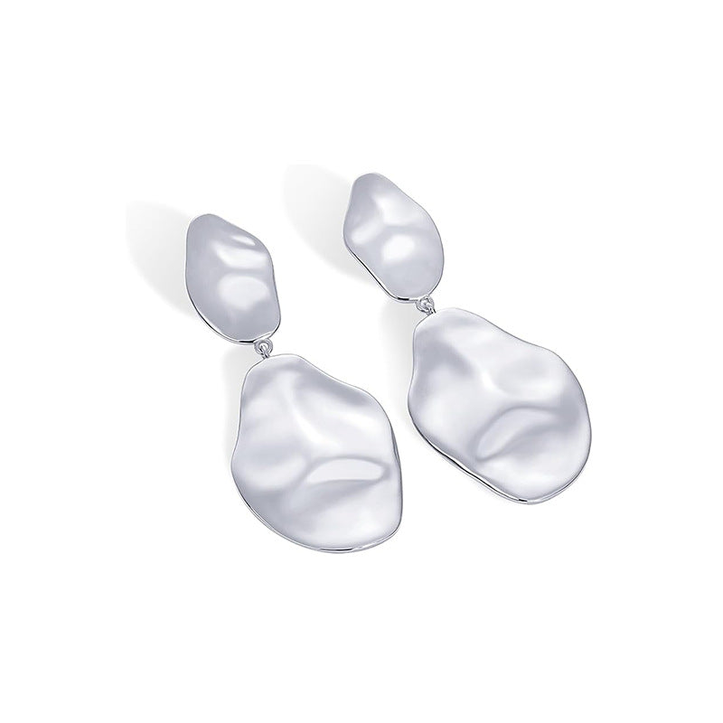Irregular Texture Geometric Water Drop Pendant Earrings Simple and Stylish Earrings