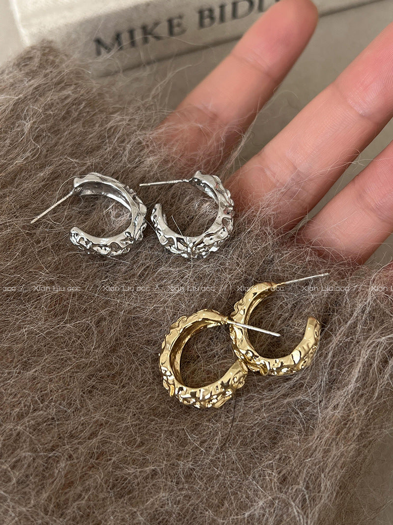 Irregular Gold Earrings Popular High-End Earrings Female Minority Design Earrings Ear Studs