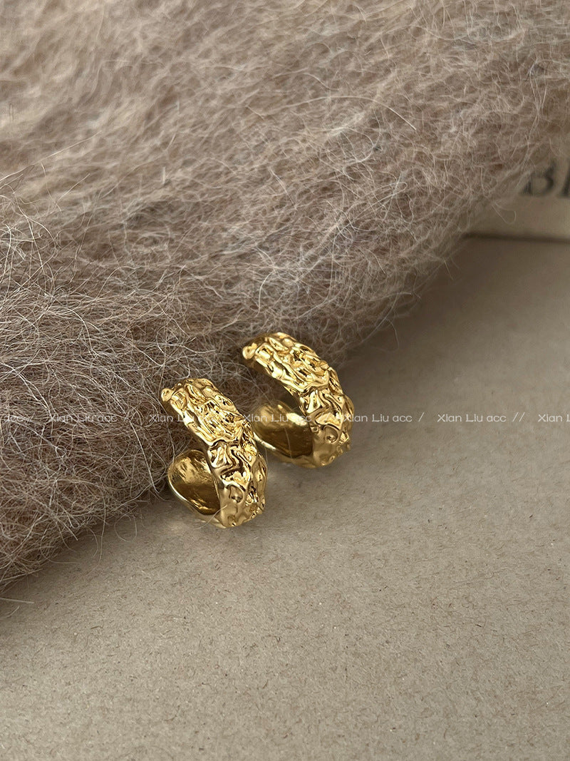 Irregular Gold Earrings Popular High-End Earrings Female Minority Design Earrings Ear Studs