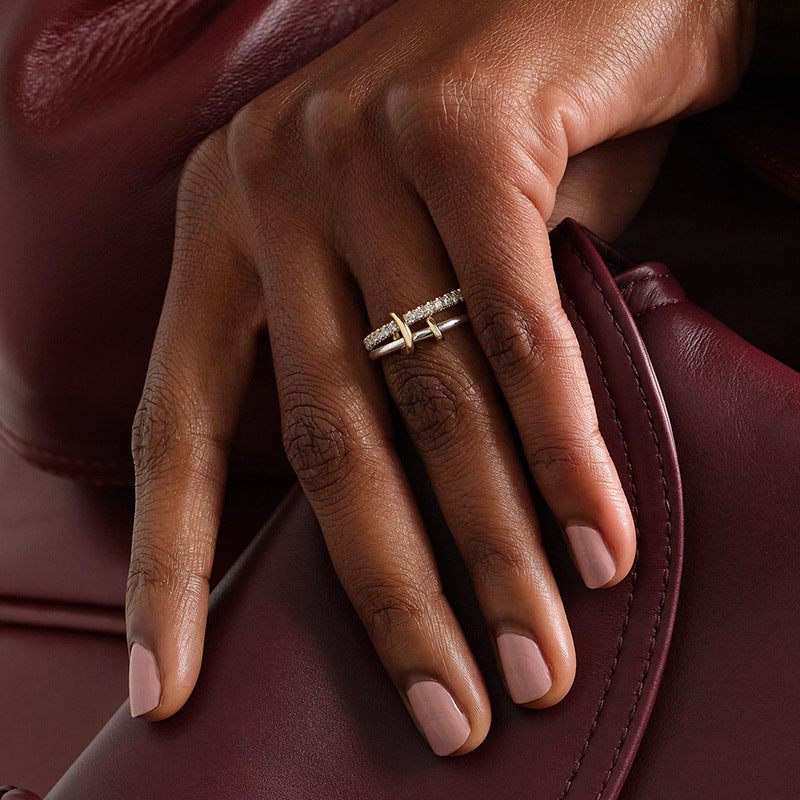 Ring studded double color matching handmade ring