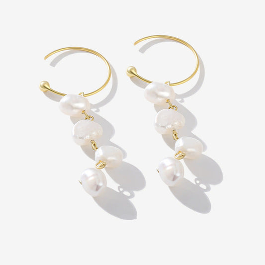 baroque Irregular C-shaped Pearl Earrings