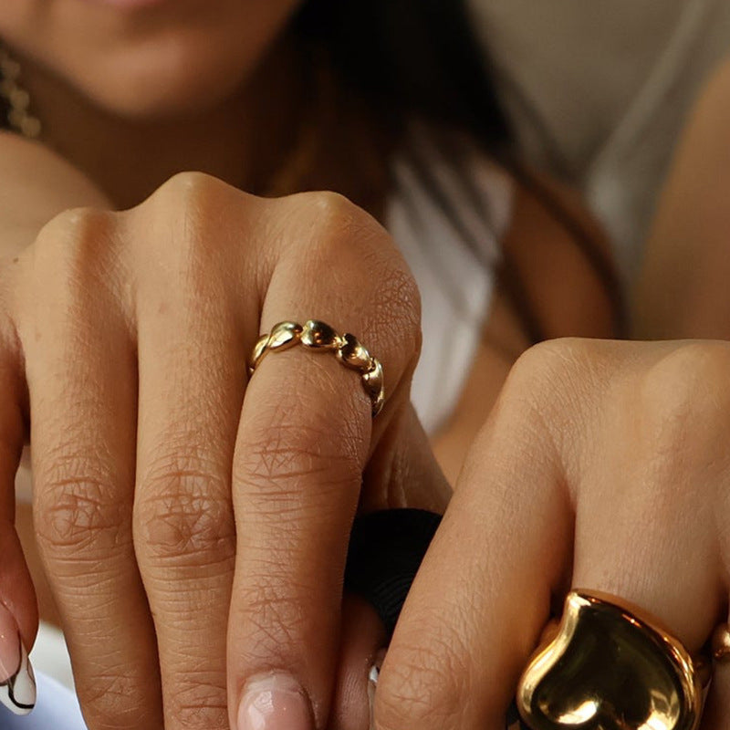 Love design heart-shaped ring female open ring bracelet