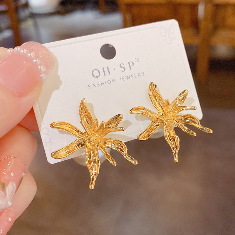 High-Grade Ear Studs Metal Flower Pearl Earrings Earrings