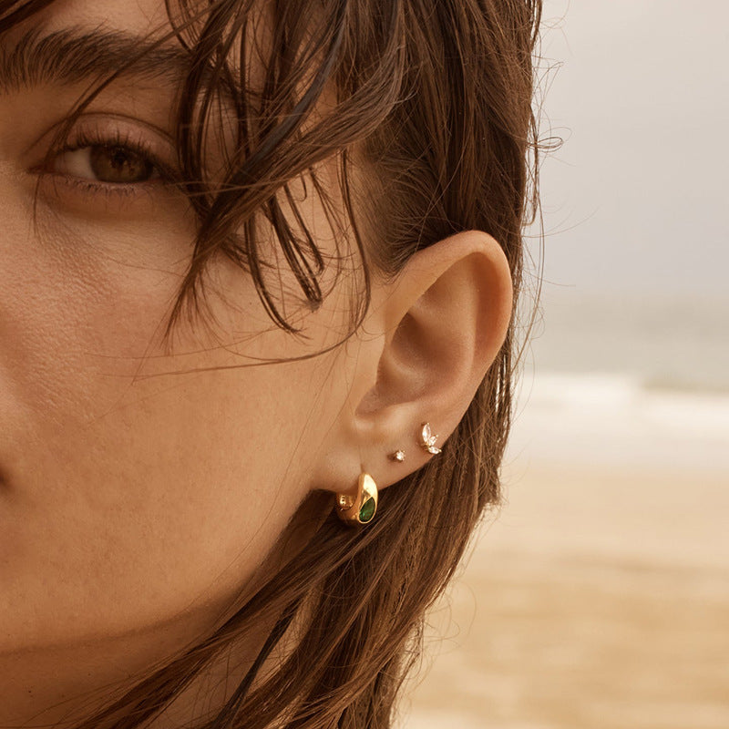 Emerald drop-shaped zircon earrings luxury earrings