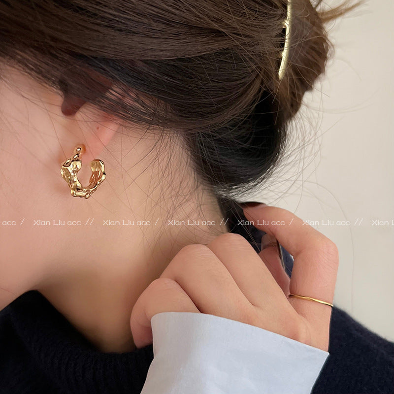 Irregular Gold Earrings Popular High-End Earrings Female Minority Design Earrings Ear Studs