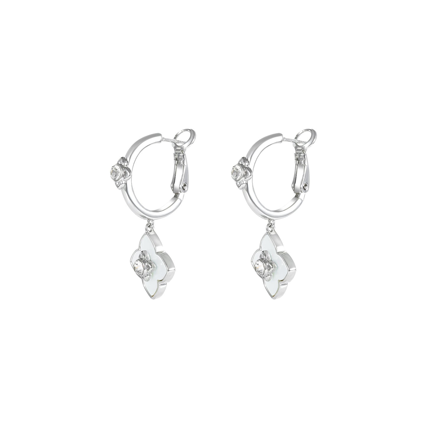 Rhombus Natural White Flat Shell Niche High-End Fashionable Earrings