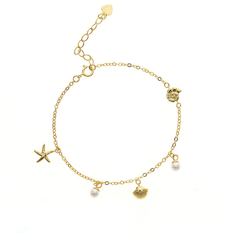 925 Sterling Silver round Beads XINGX Shell Bracelet