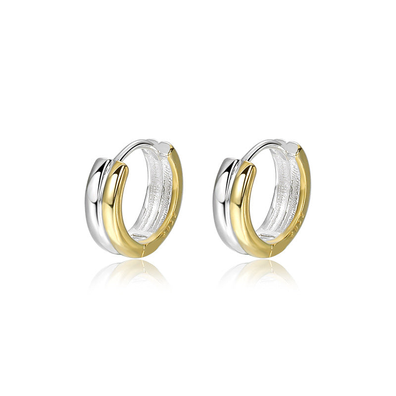 Color Separation Hoop Earrings Female Light Luxury Temperament Double Ring Ear Clip