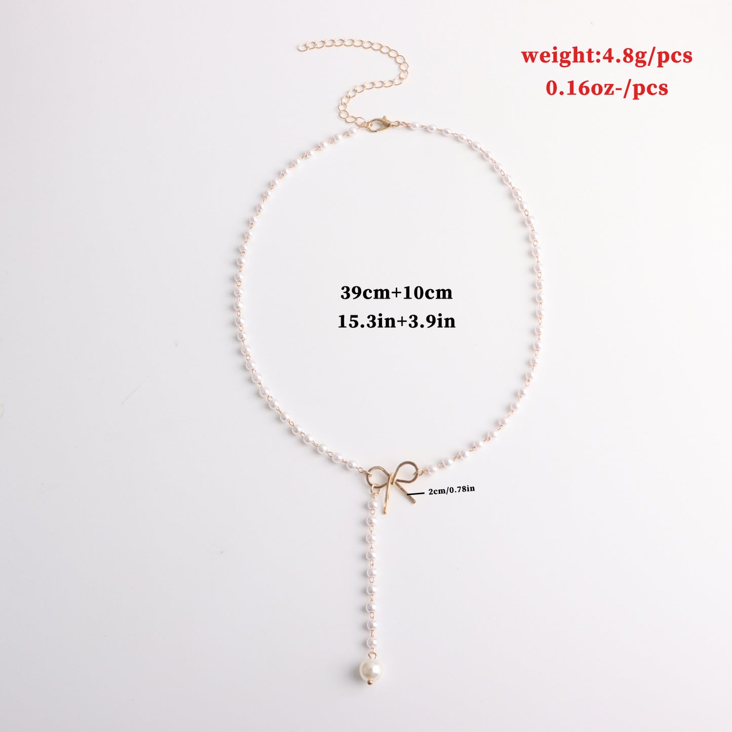 Alloy Bowknot Pearl Tassel Pendant Necklace Women's Elegant Necklace