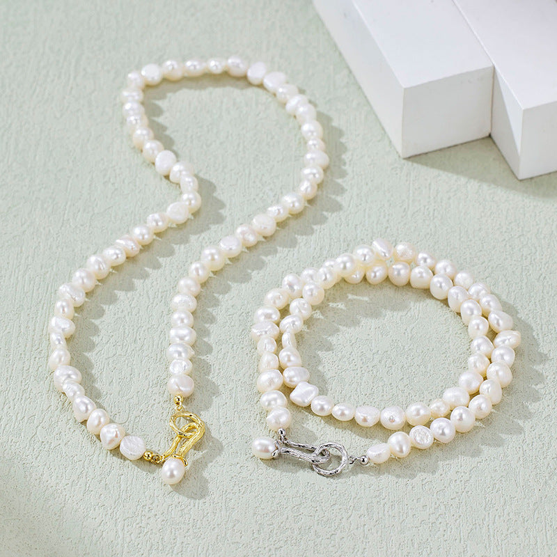 Natural Baroque Pearl Spliced Collarbone Chain