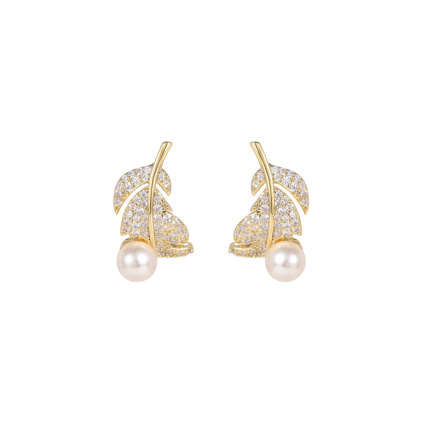Feather Pearl Stud Earrings High-end Earrings for Women