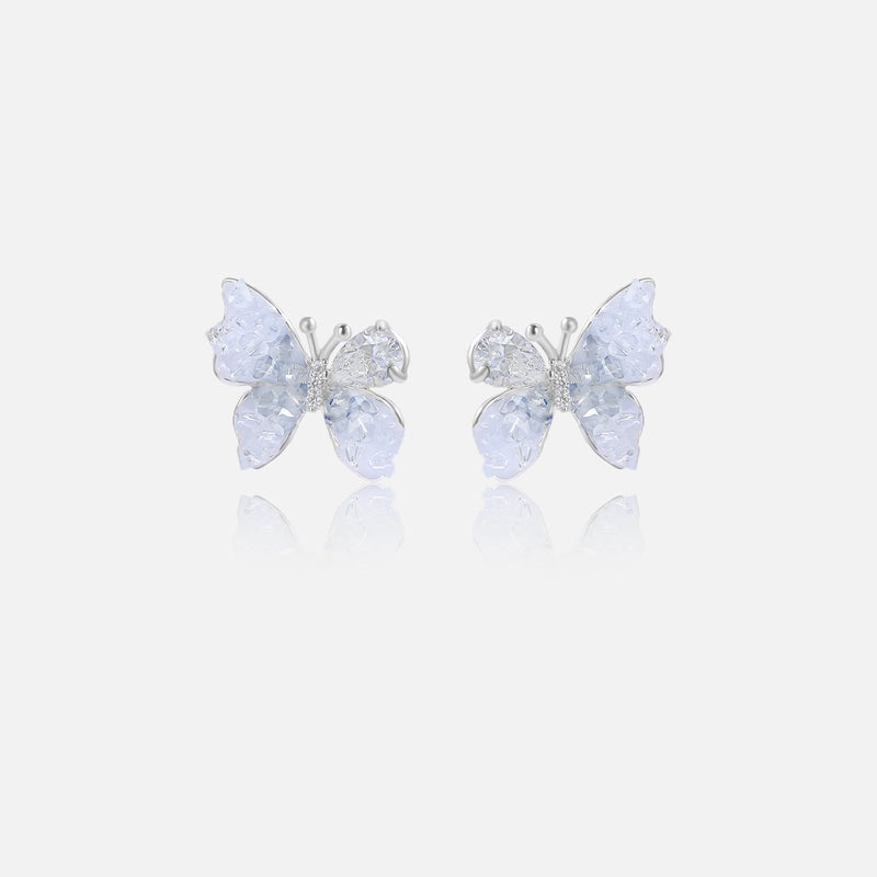 Blue Crystal Butterfly Earrings Premium Sense