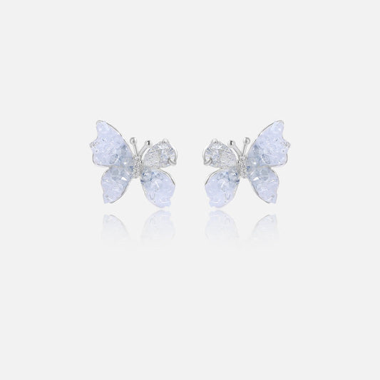 Blue Crystal Butterfly Earrings Premium Sense