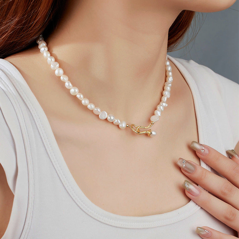 Natural Baroque Pearl Spliced Collarbone Chain