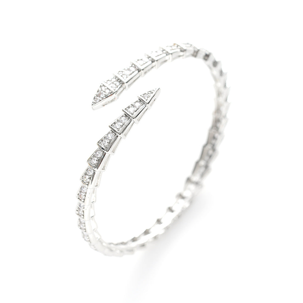 Bracelet Snake-Shaped Simple Opening Niche Popular Bracelet Starry with Diamonds Fashion High Sense