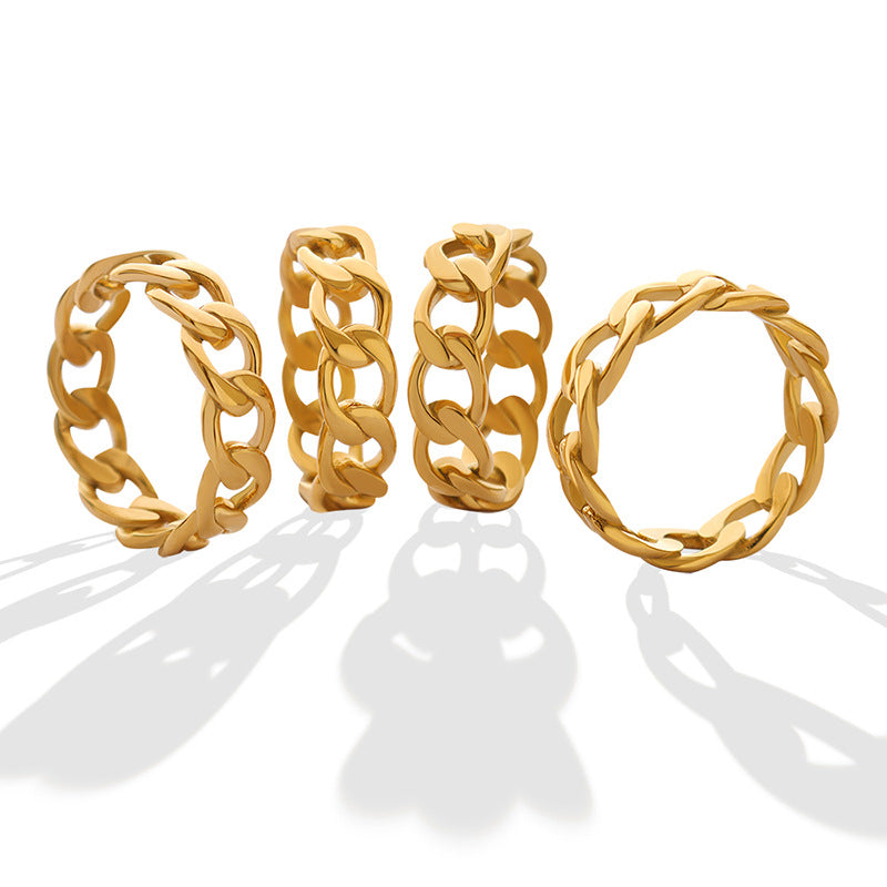 Gold Geometric Simple Fashion Chain Ring for Men and Women