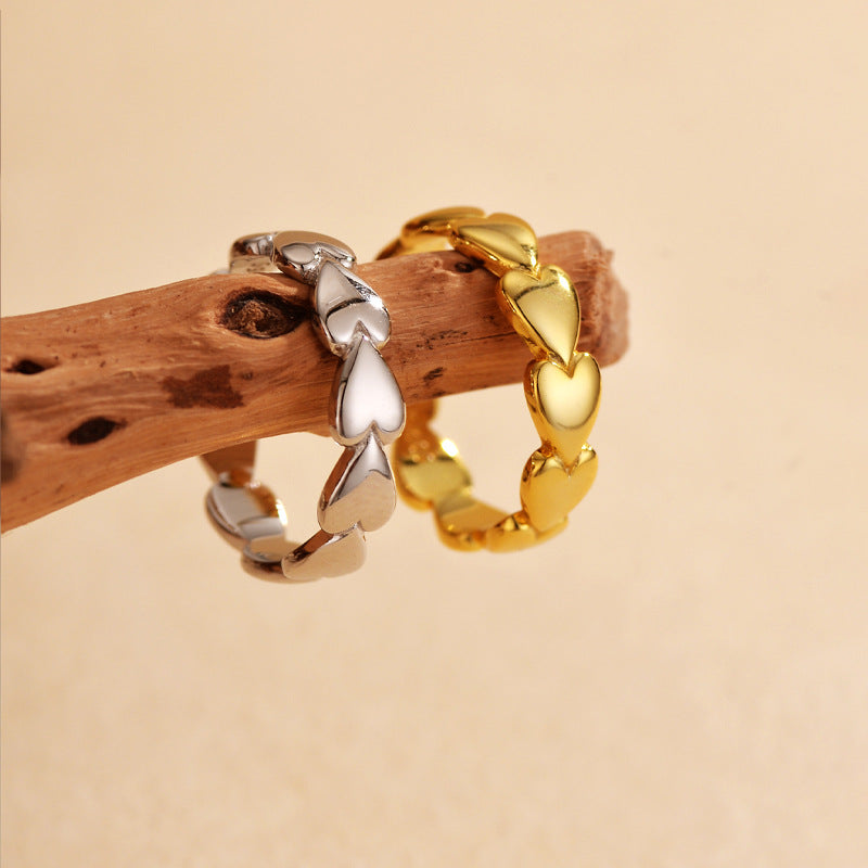 Love design heart-shaped ring female open ring bracelet