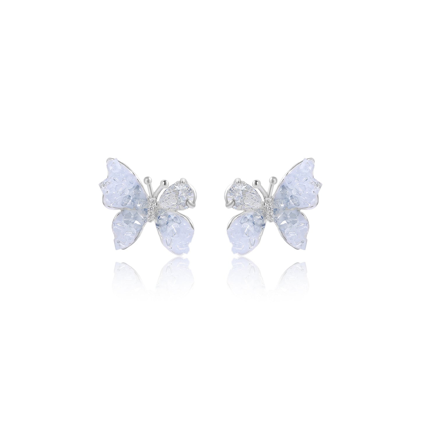 Blue Crystal Butterfly Earrings Premium Sense