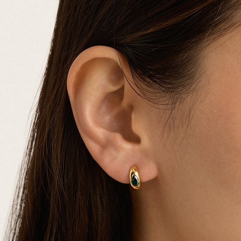 Emerald drop-shaped zircon earrings luxury earrings