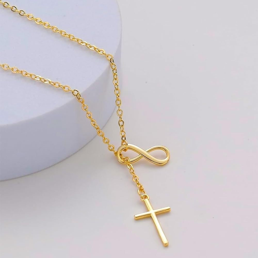 Sterling silver letter 8 cross necklace female simple advanced
