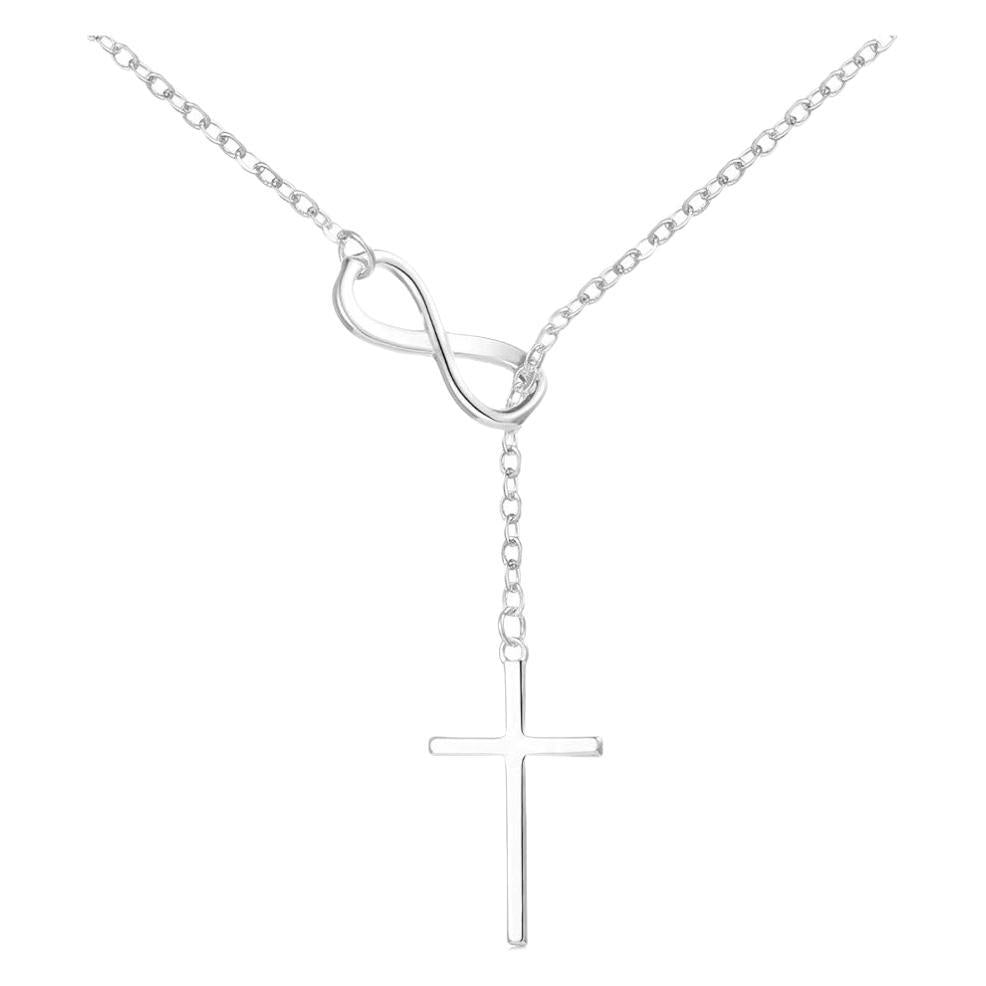 Sterling silver letter 8 cross necklace female simple advanced