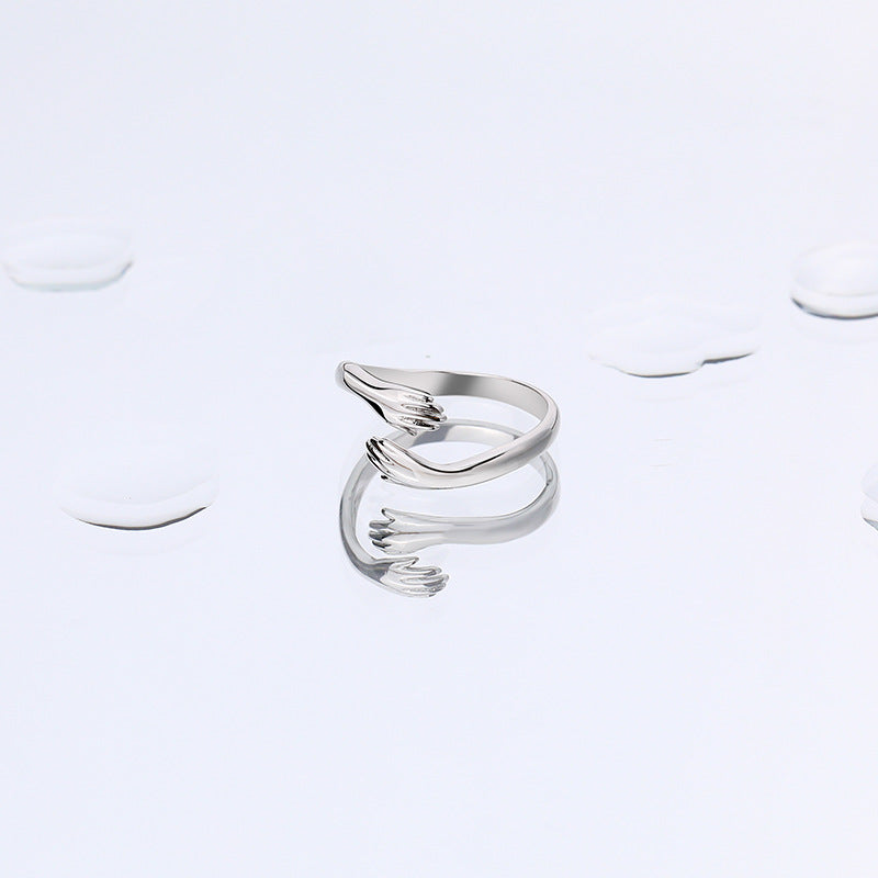Hands embrace design ring design open ring