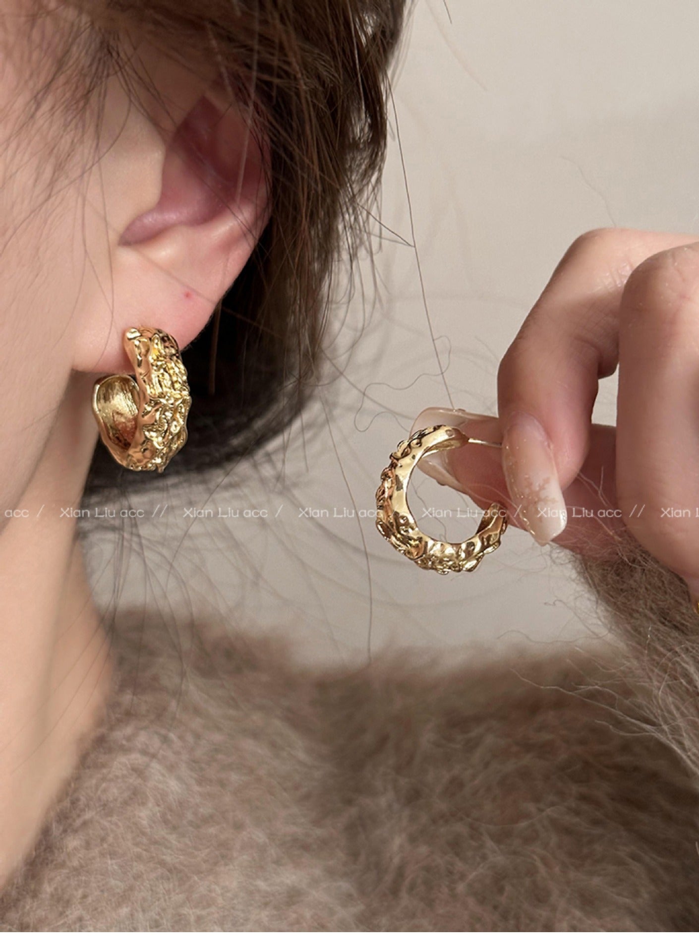 Irregular Gold Earrings Popular High-End Earrings Female Minority Design Earrings Ear Studs