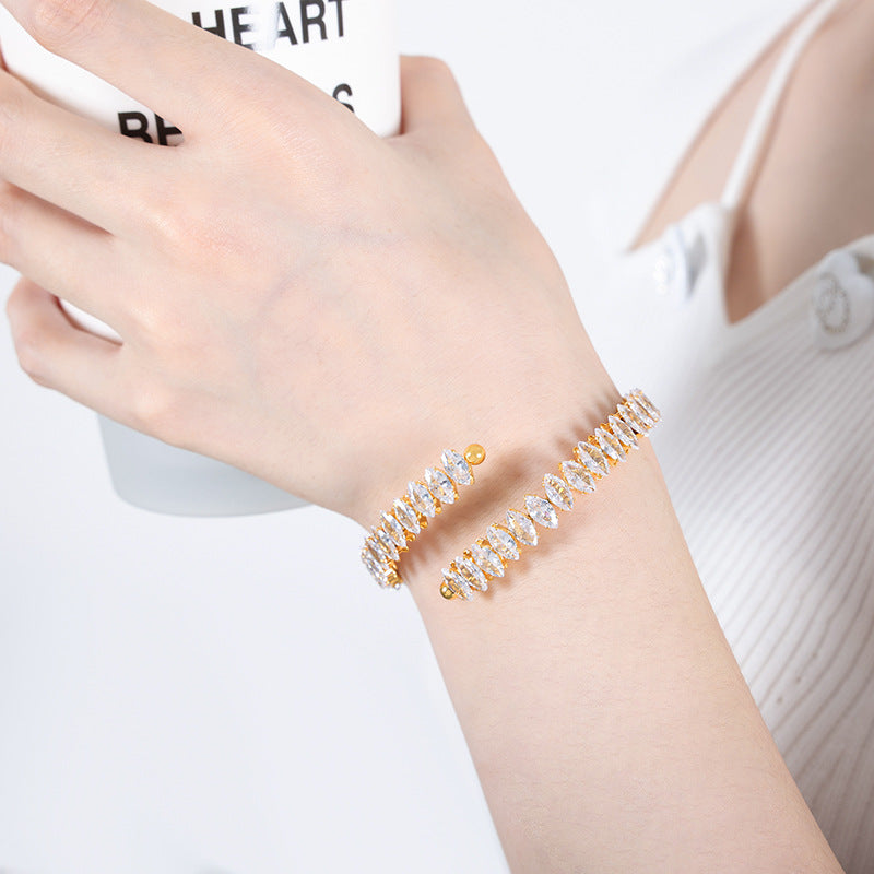 Full rhinestone zircon shiny cord elastic bracelet female