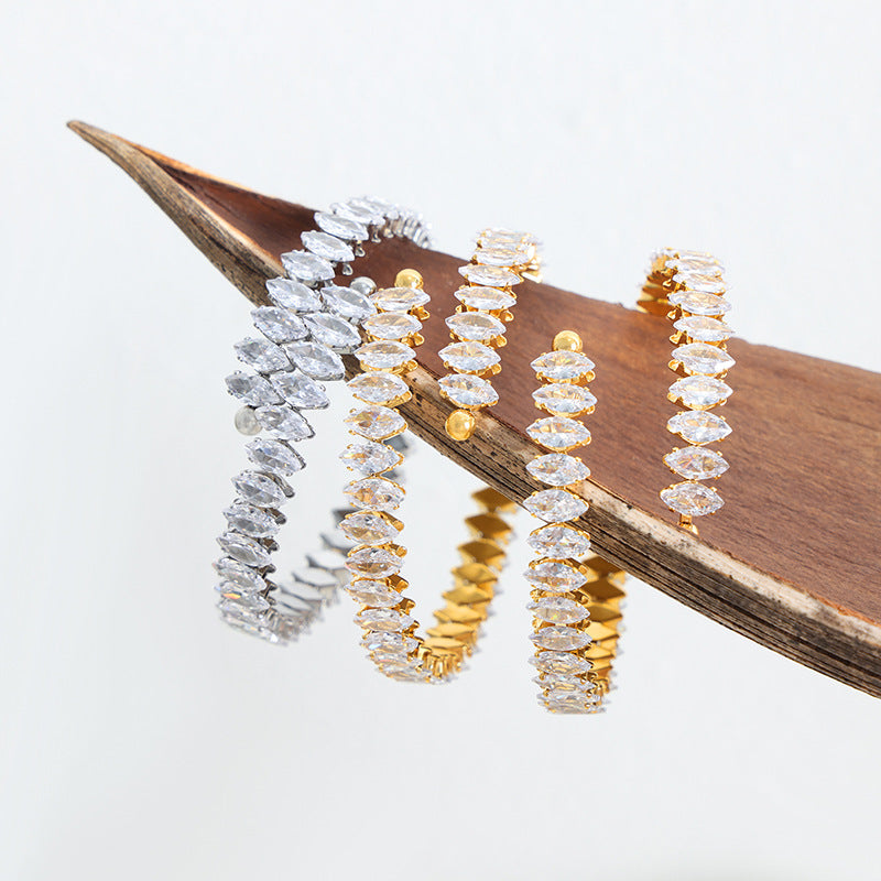 Full rhinestone zircon shiny cord elastic bracelet female